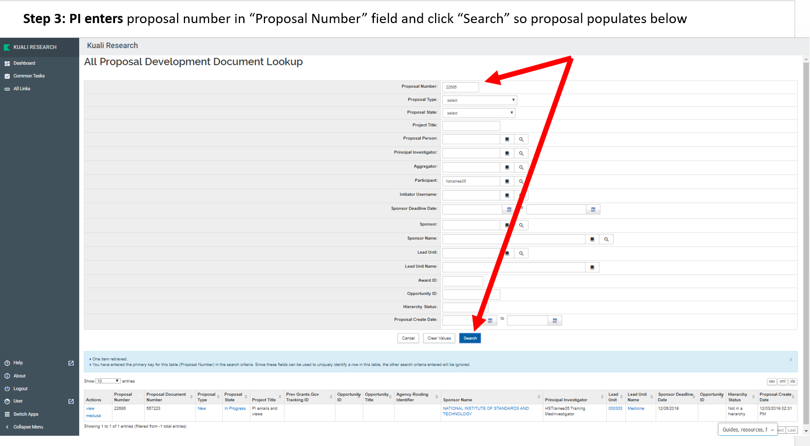 Step three on how to view a proposal